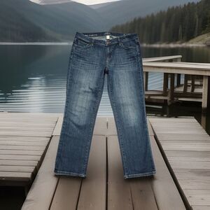 Loft Modern Straight Crop Jeans Petites 10P (32x24.5) Blue Low Waist Womens